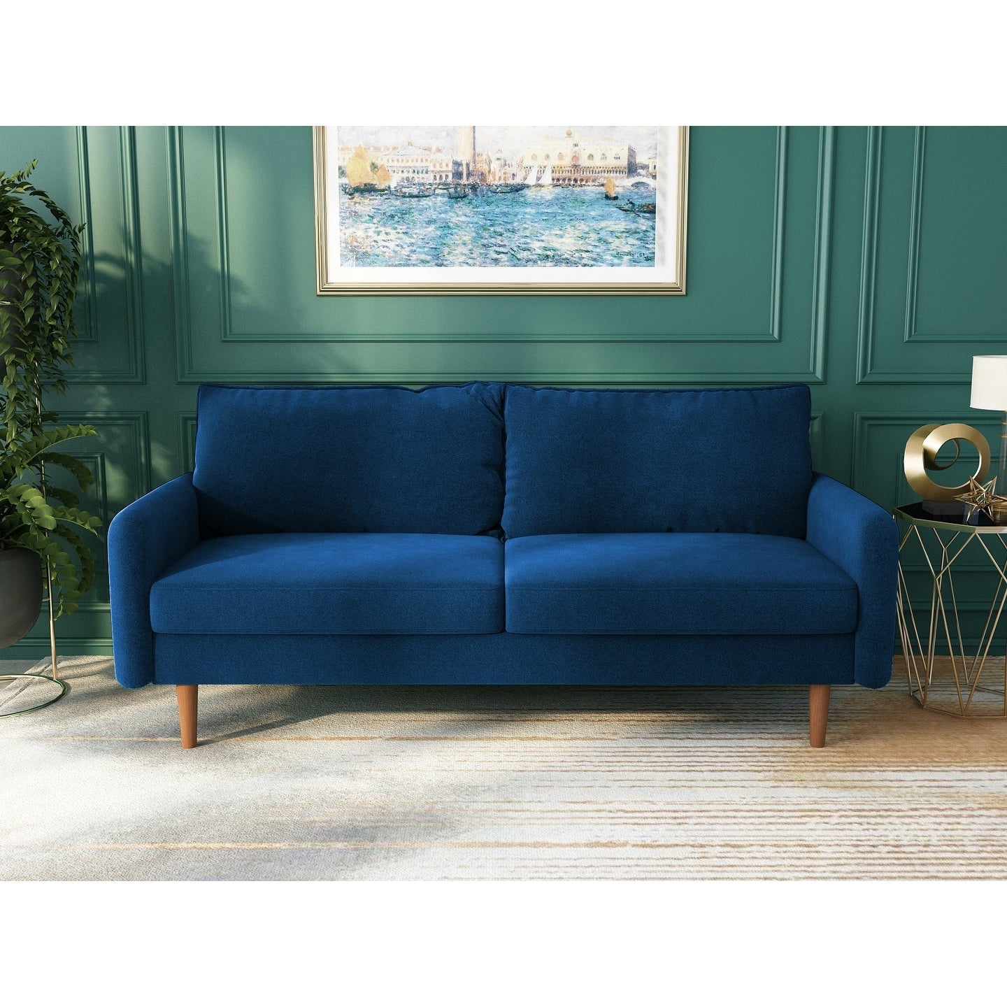 70''Velvet Square Arm Sofa
