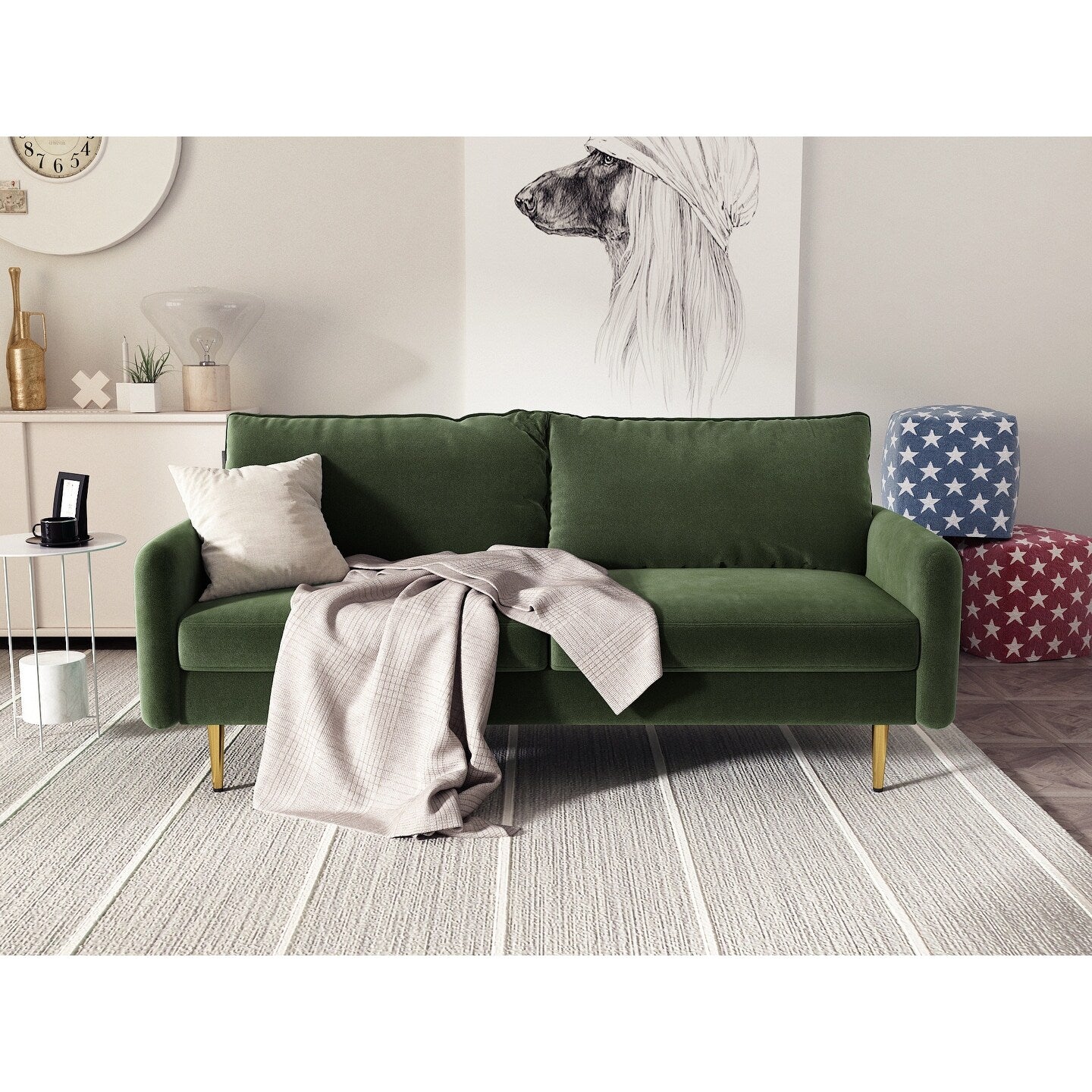70'' Velvet Square Arm Sofa