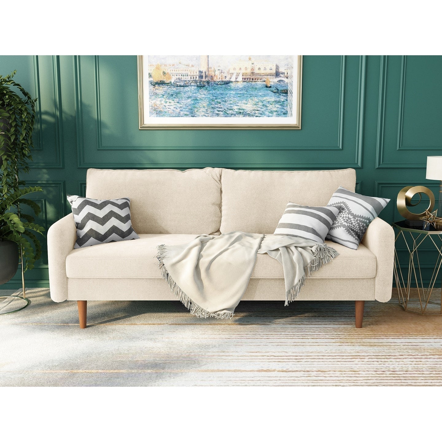 70''Velvet Square Arm Sofa