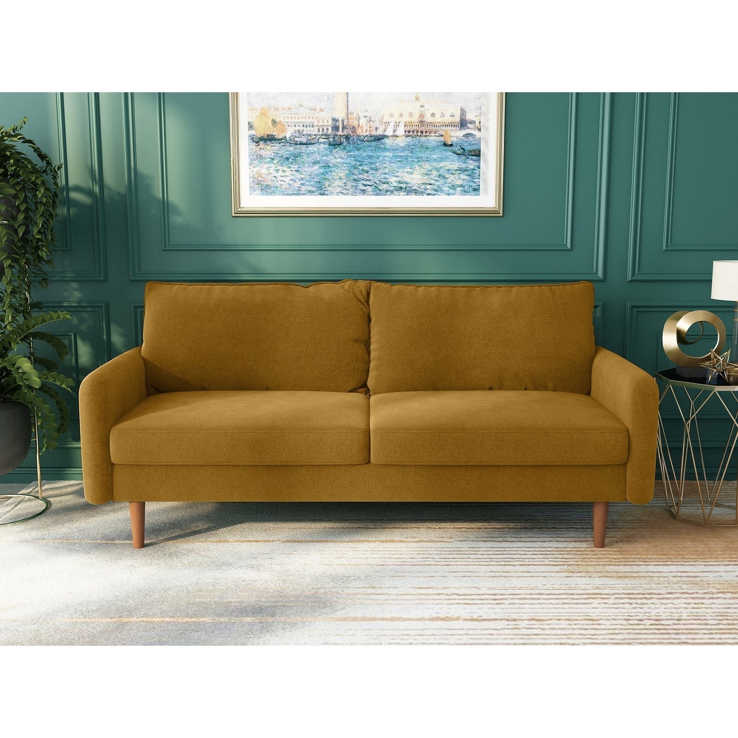 70''Velvet Square Arm Sofa
