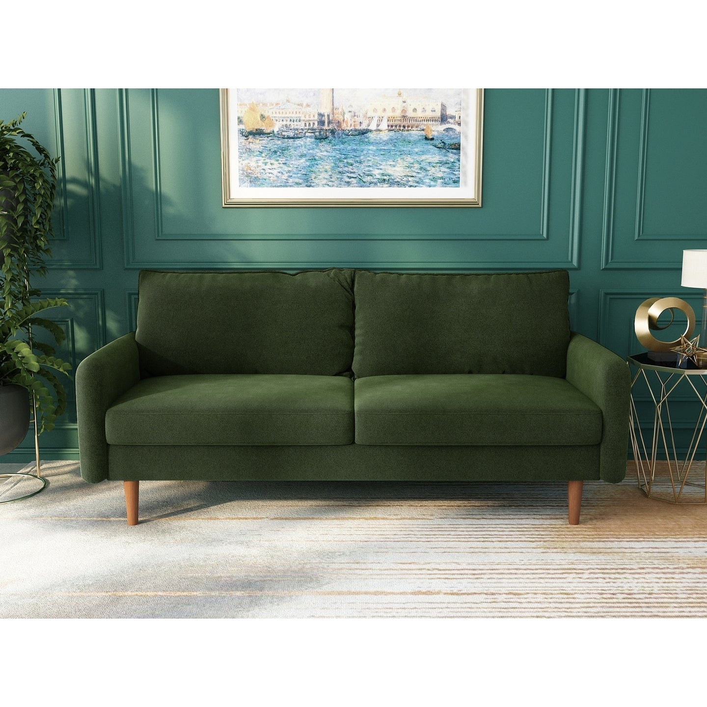 70''Velvet Square Arm Sofa