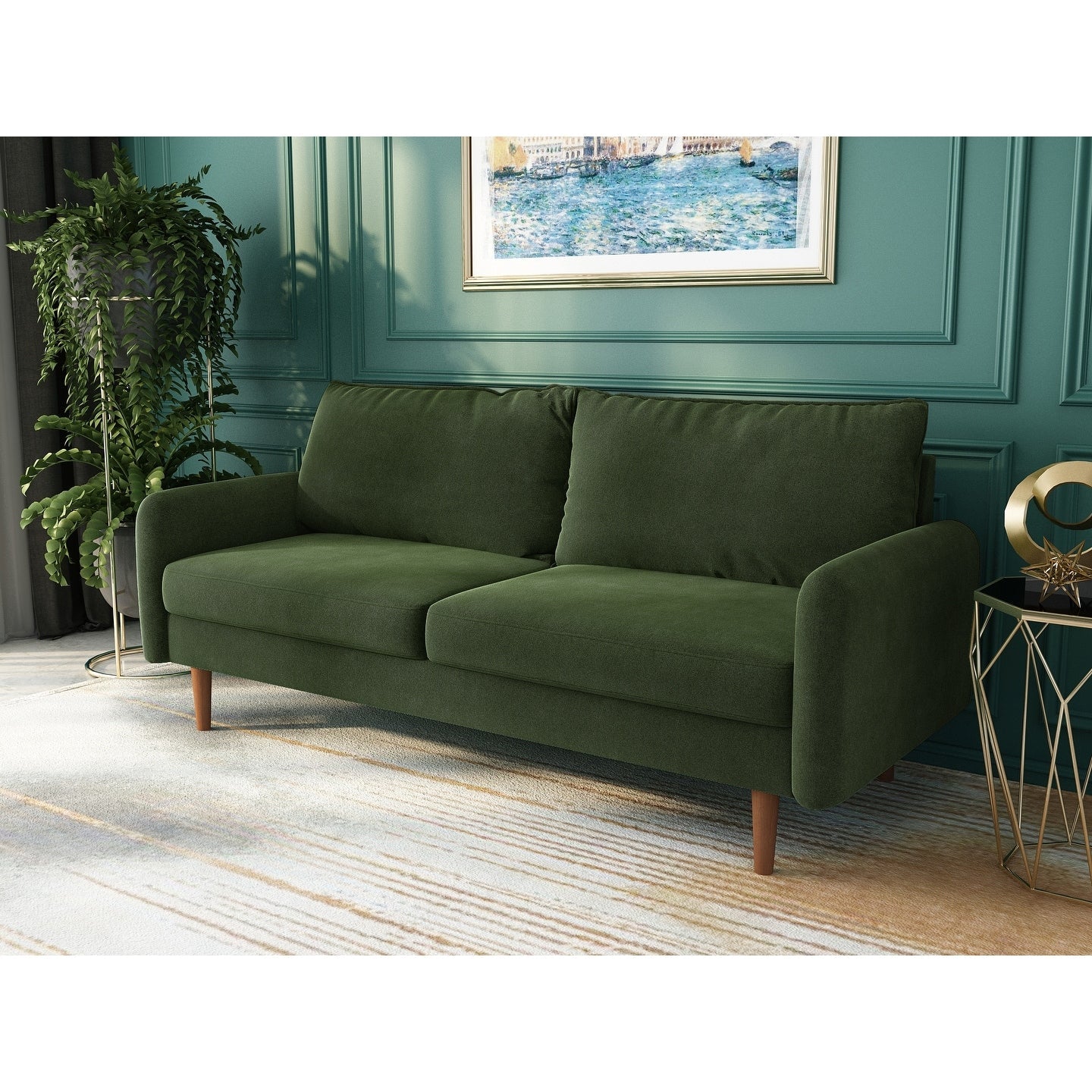 70''Velvet Square Arm Sofa