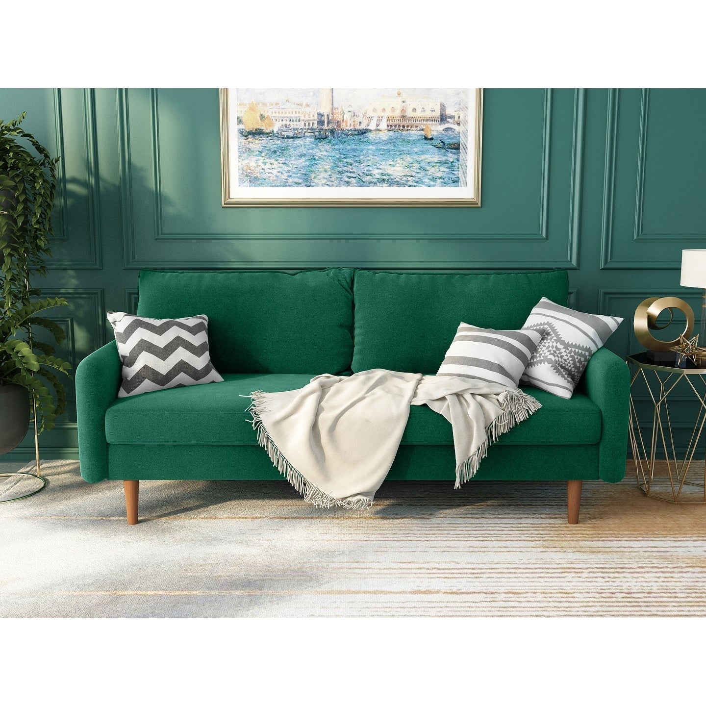 70''Velvet Square Arm Sofa