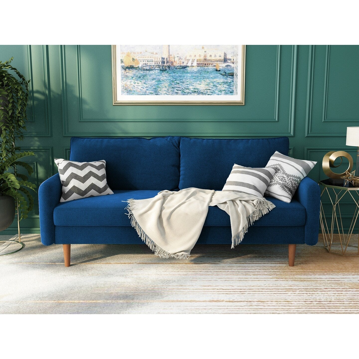 70''Velvet Square Arm Sofa