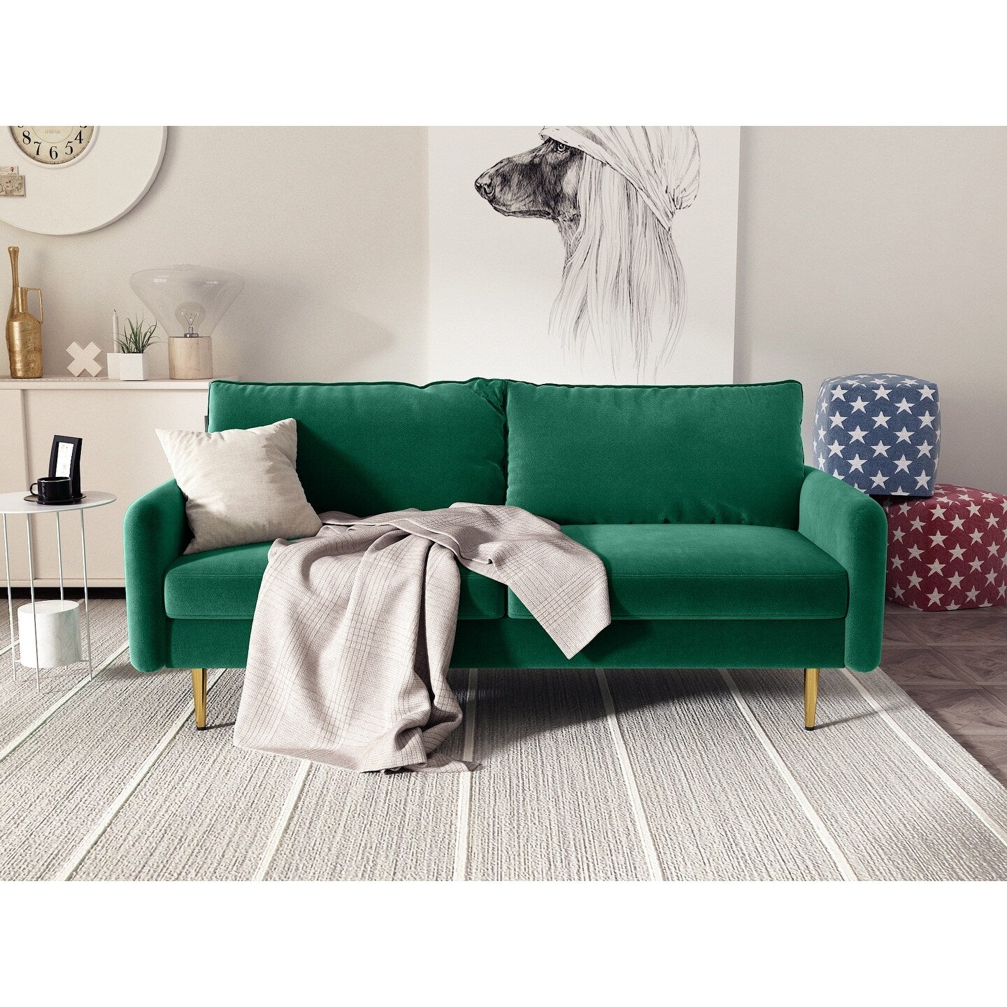 70'' Velvet Square Arm Sofa