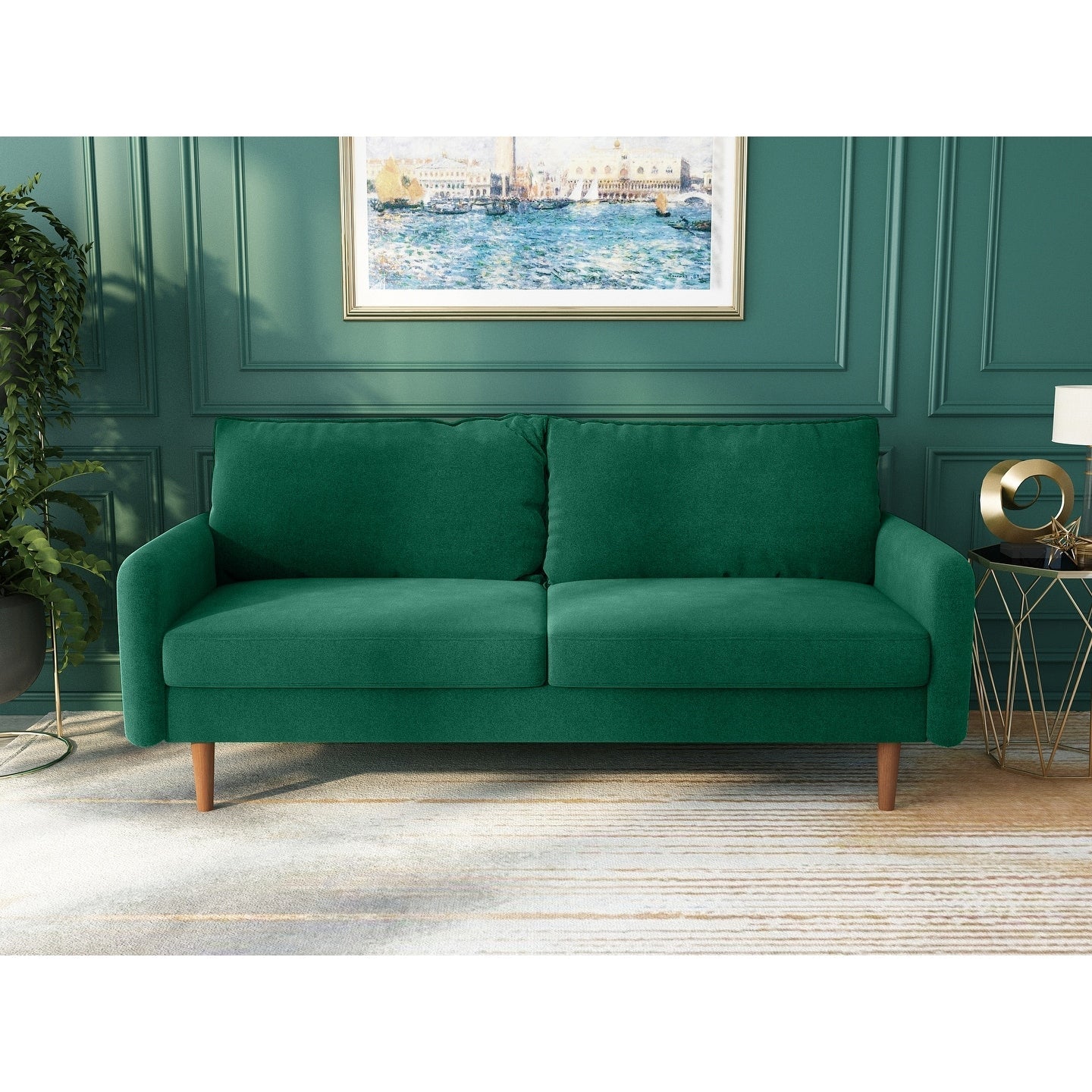 70''Velvet Square Arm Sofa