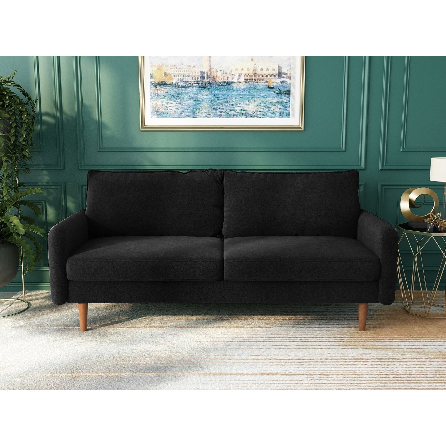 70''Velvet Square Arm Sofa