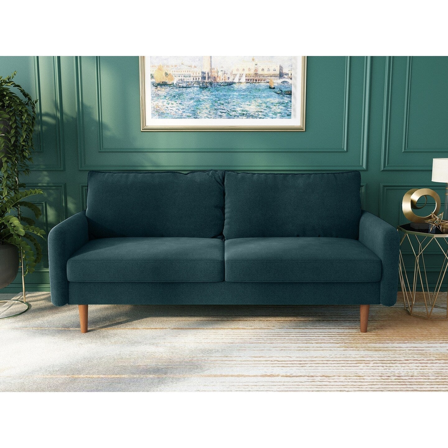 70''Velvet Square Arm Sofa