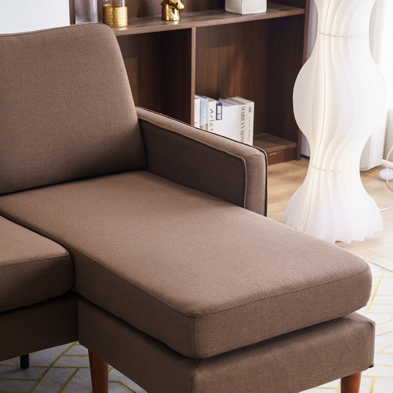 71.65 W. Linen American Armrest 3 Persons With Concubine Pedal Indoor Modular Sofa in Beige