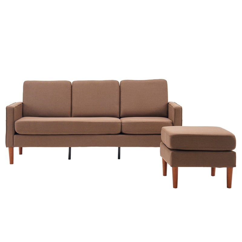 71.65 W. Linen American Armrest 3 Persons With Concubine Pedal Indoor Modular Sofa in Beige