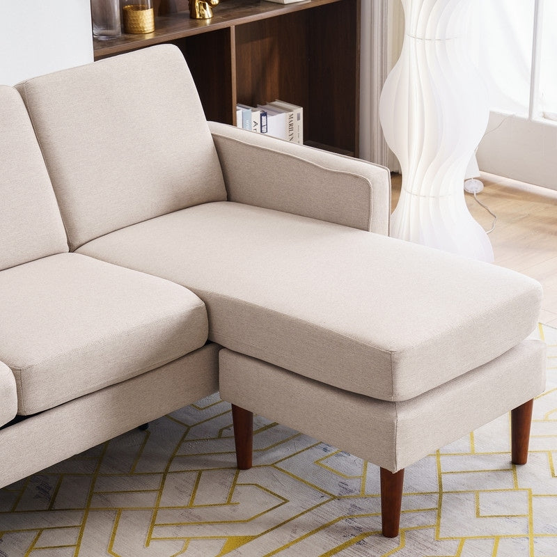 71.65 W. Linen American Armrest 3 Persons With Concubine Pedal Indoor Modular Sofa in Beige