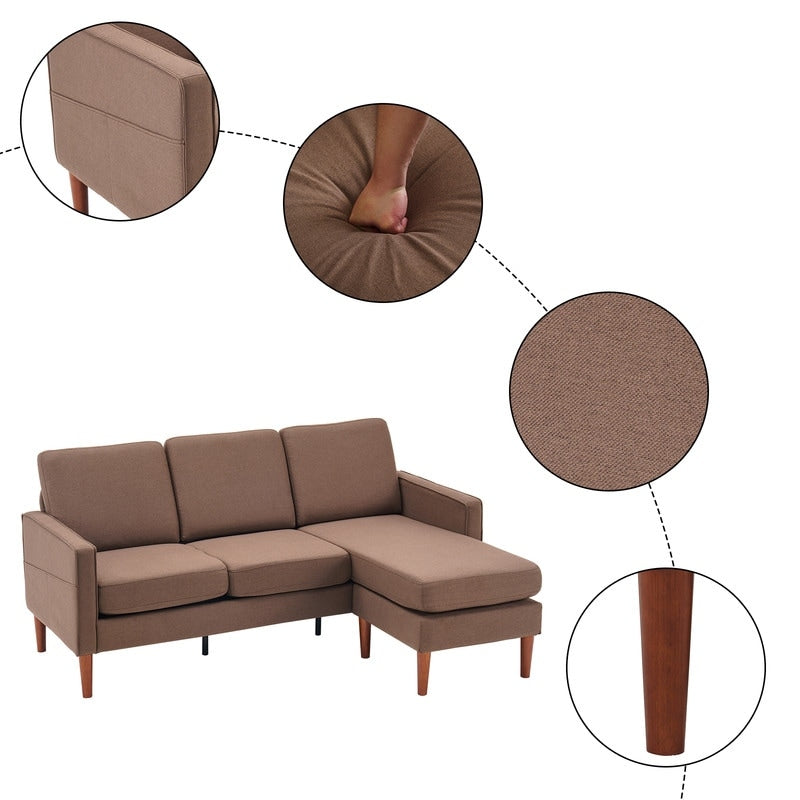 71.65 W. Linen American Armrest 3 Persons With Concubine Pedal Indoor Modular Sofa in Beige