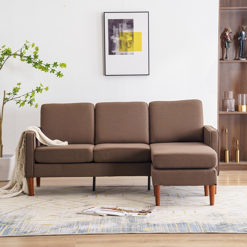 71.65 W. Linen American Armrest 3 Persons With Concubine Pedal Indoor Modular Sofa in Beige