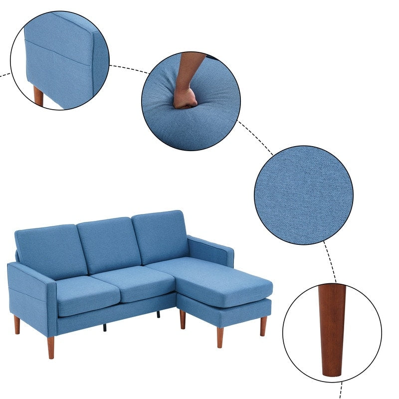 71.65 W. Linen American Armrest 3 Persons With Concubine Pedal Indoor Modular Sofa in Beige