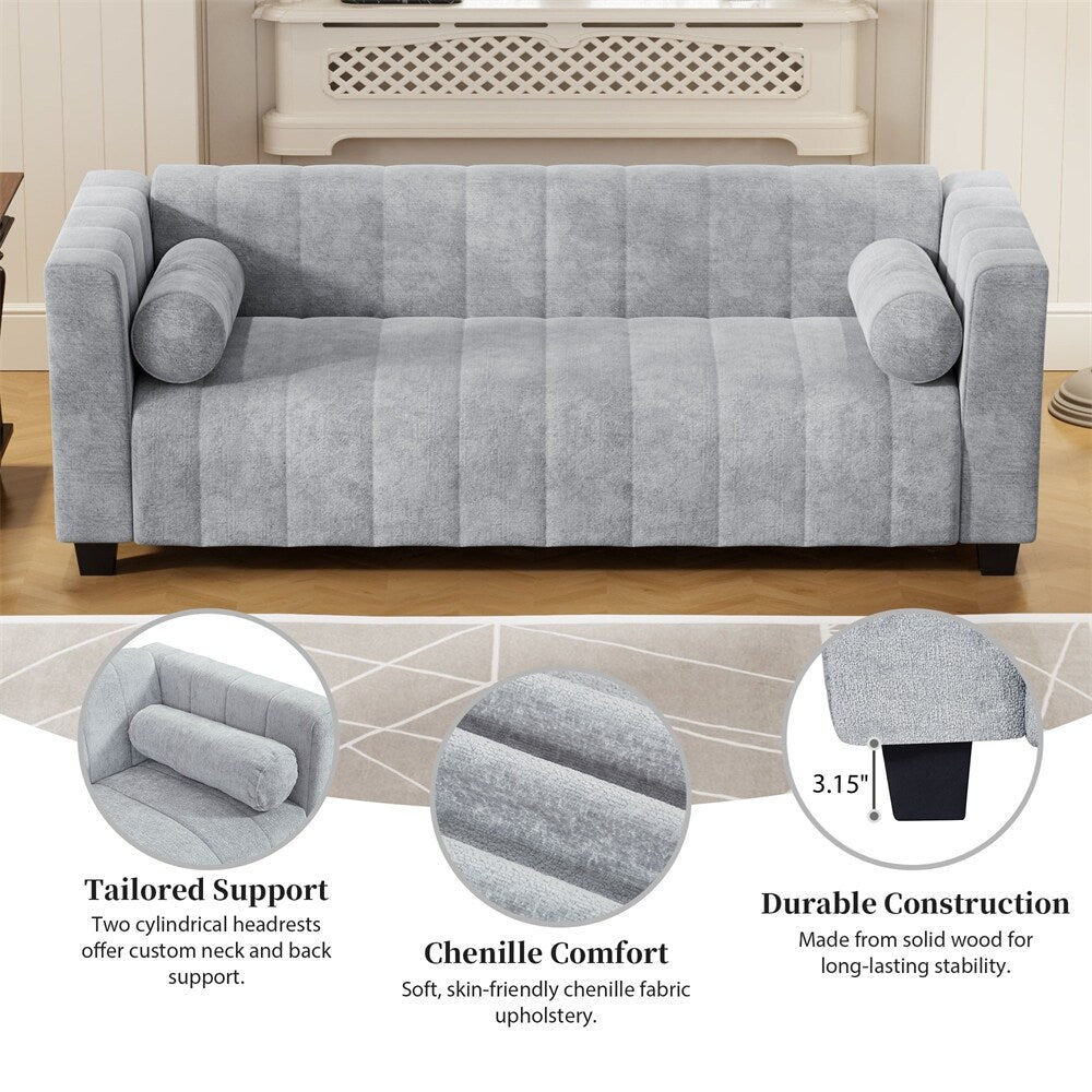 78.7 Chenille Upholstered Sofa with Legs