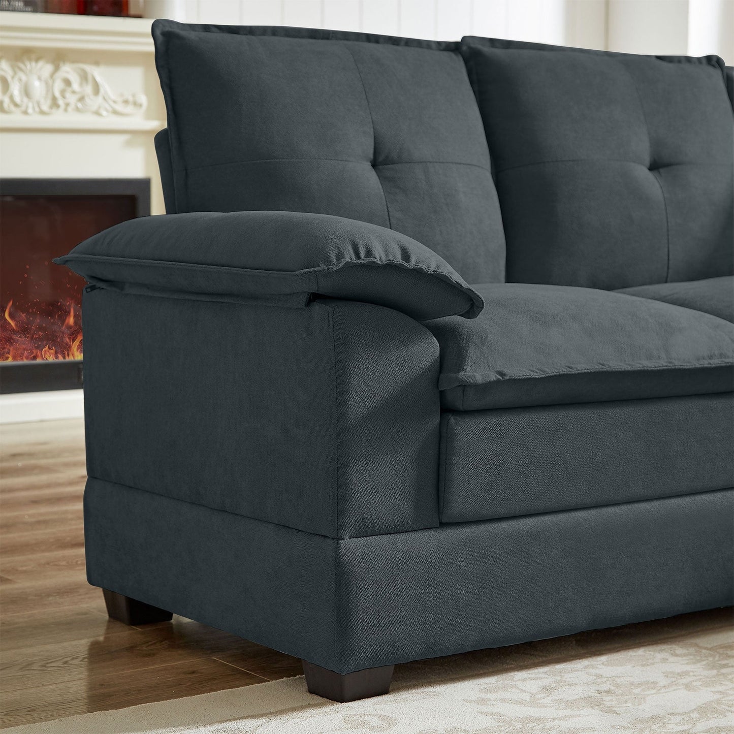 82.28 Inches L Shape Sectional Sofa with Cloud Seats for Living Room