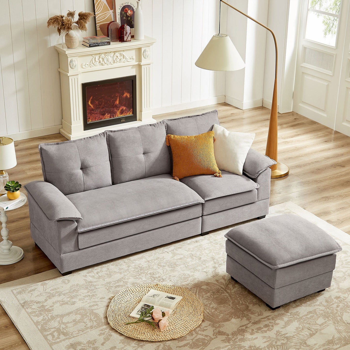 82.28 Inches L Shape Sectional Sofa with Cloud Seats for Living Room