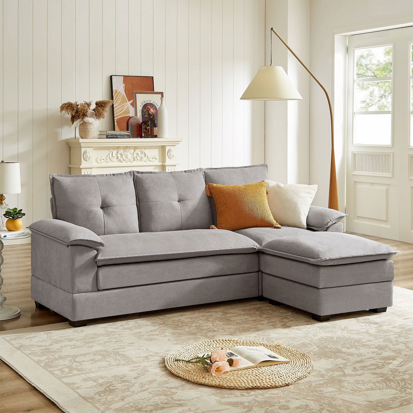 82.28 Inches L Shape Sectional Sofa with Cloud Seats for Living Room