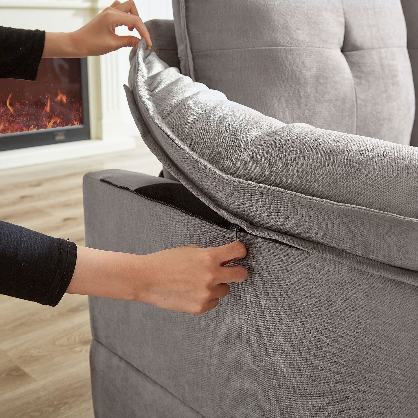 82.28 Inches L Shape Sectional Sofa with Cloud Seats for Living Room