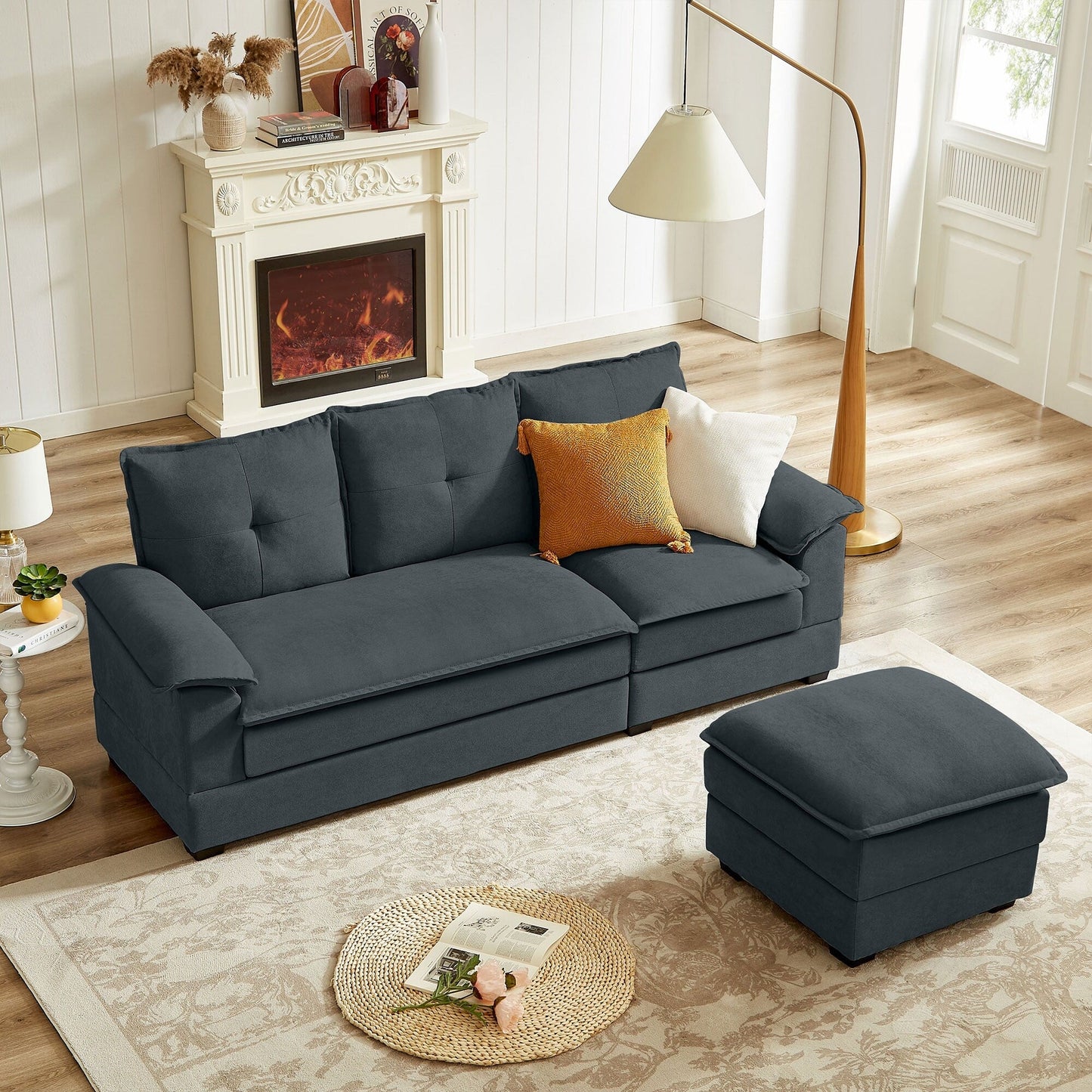 82.28 Inches L Shape Sectional Sofa with Cloud Seats for Living Room