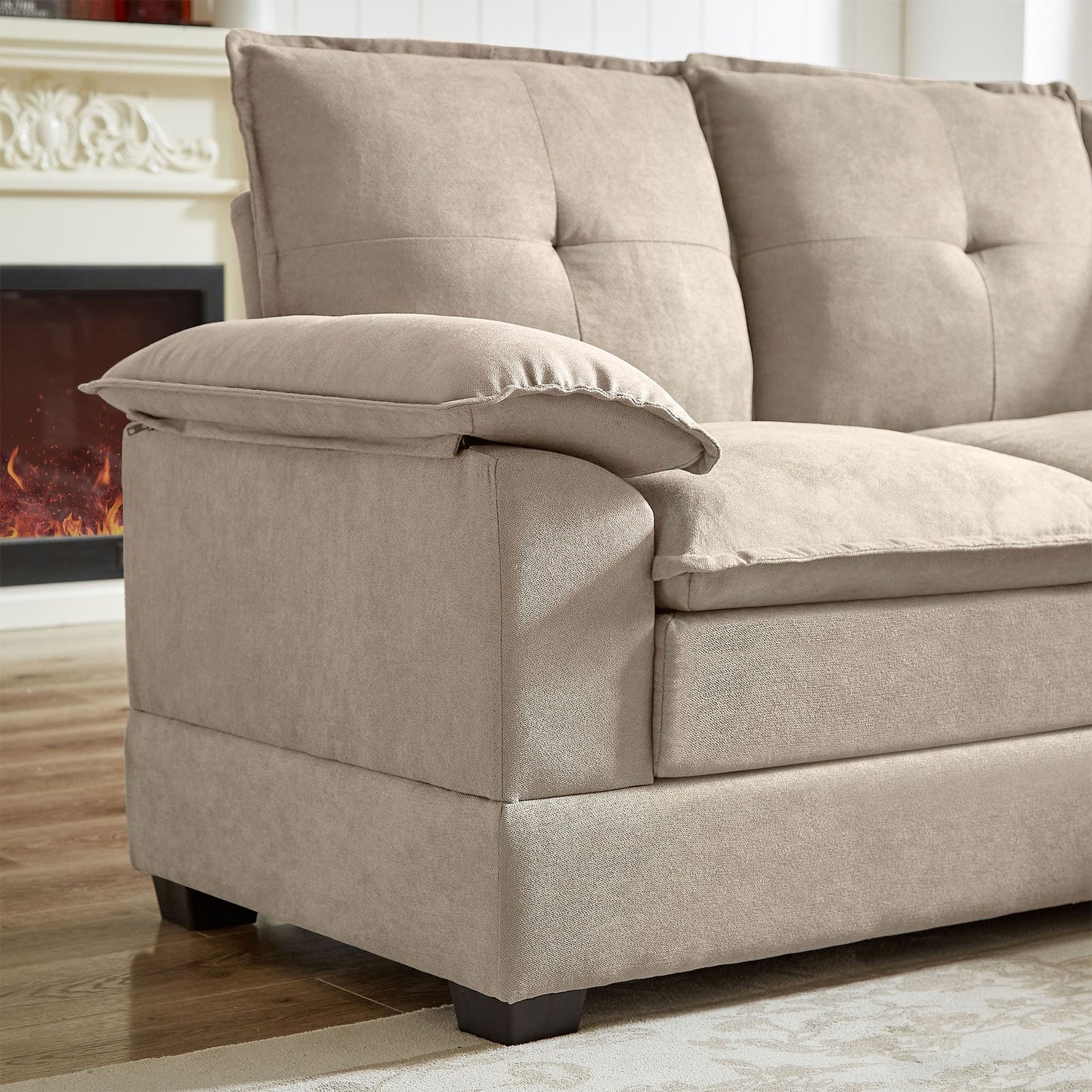 82.28 Inches L Shape Sectional Sofa with Cloud Seats for Living Room