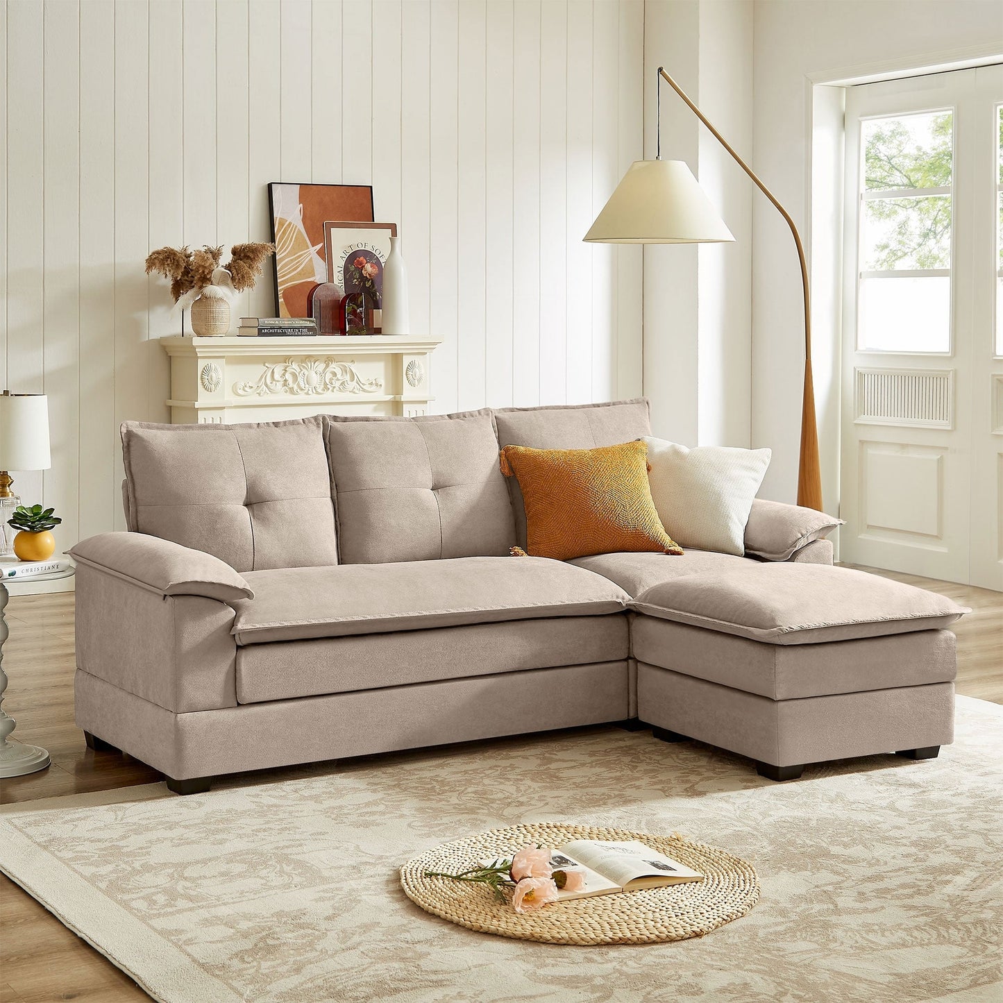 82.28 Inches L Shape Sectional Sofa with Cloud Seats for Living Room