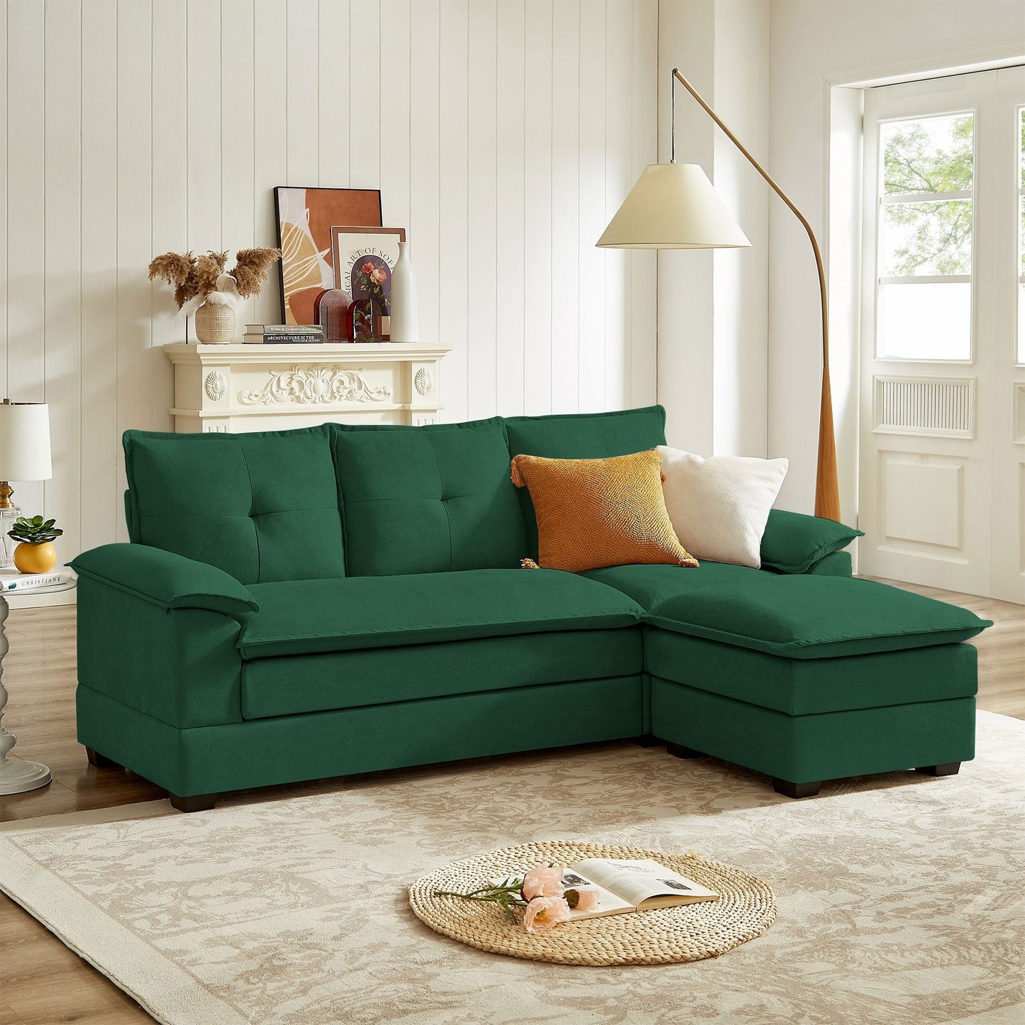 82.28 Inches L Shape Sectional Sofa with Cloud Seats for Living Room