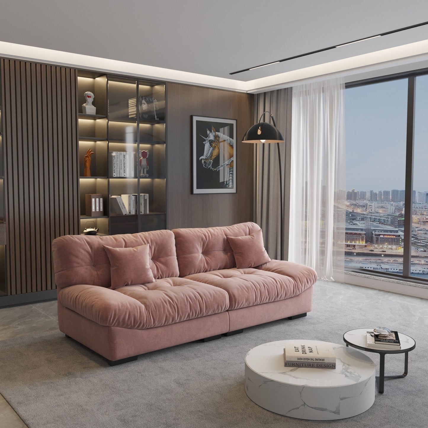89 Fluffy Cloud Couches Sectional, Modern Minimalist Sofas With Two Pillows