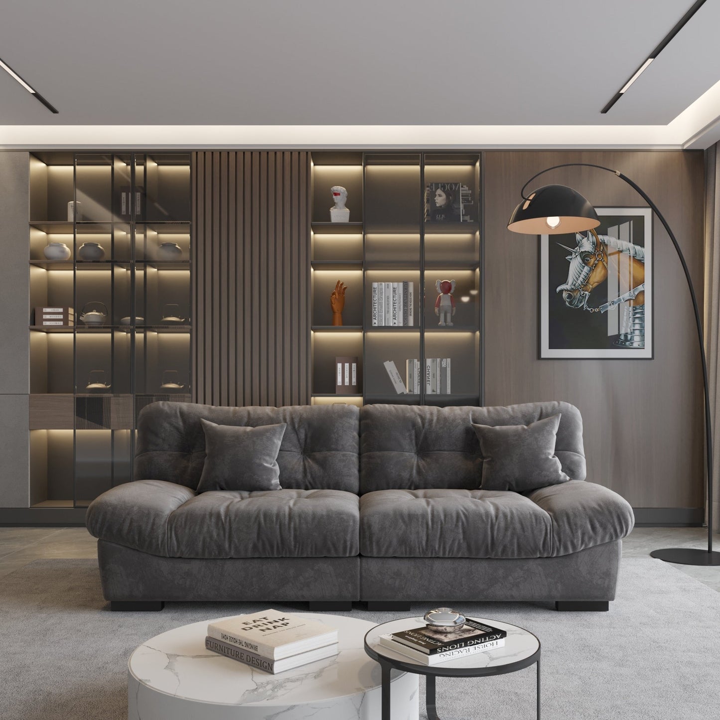 89 Fluffy Cloud Couches Sectional, Modern Minimalist Sofas With Two Pillows