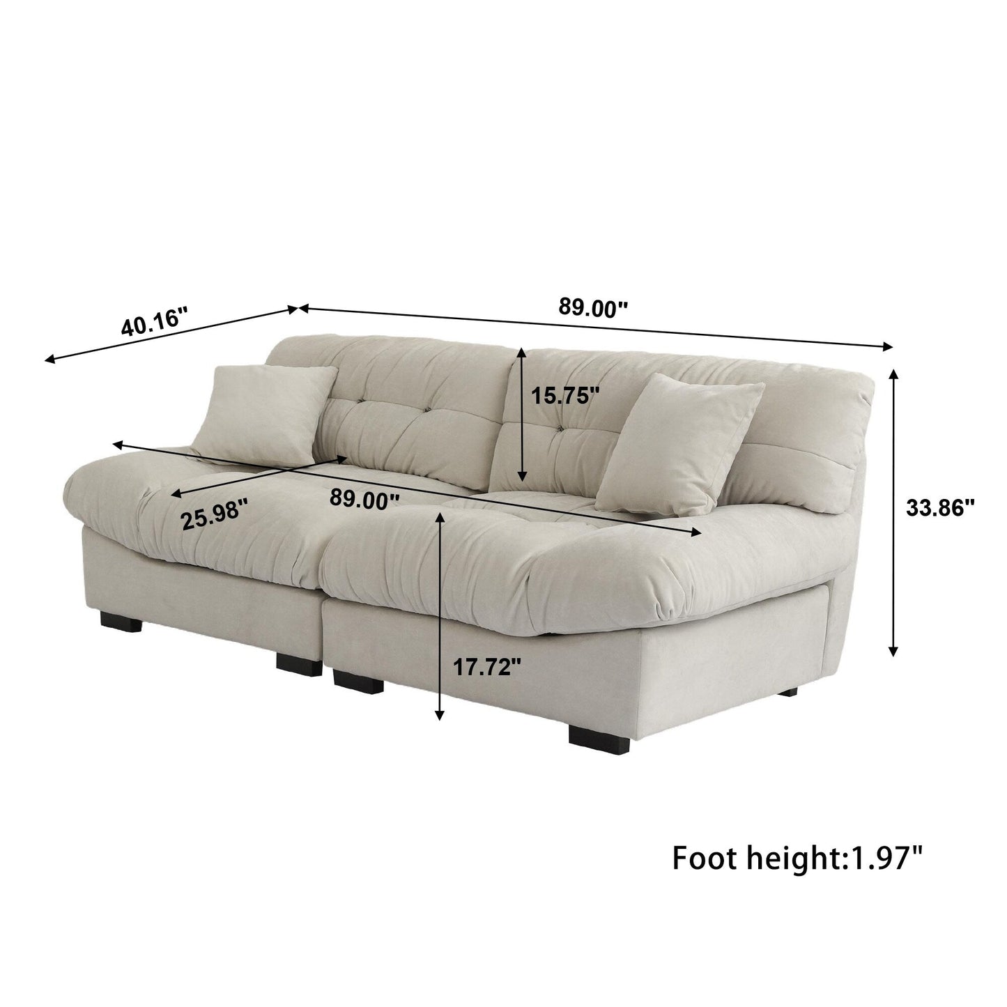 89 Tufted Sofa Cloud Shaped Couch