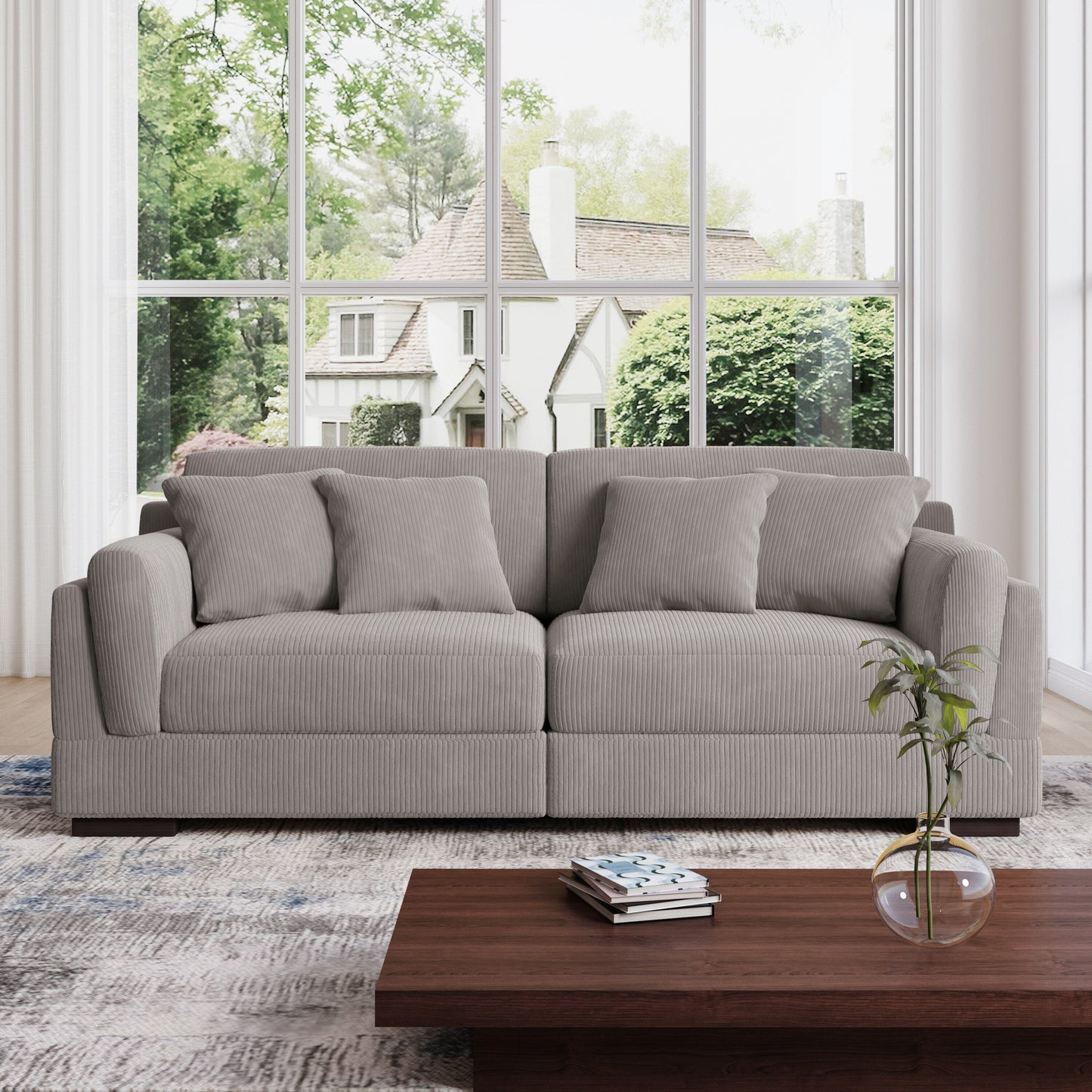 90 Loveseat Sofa Modern and Cozy Corduroy Couch