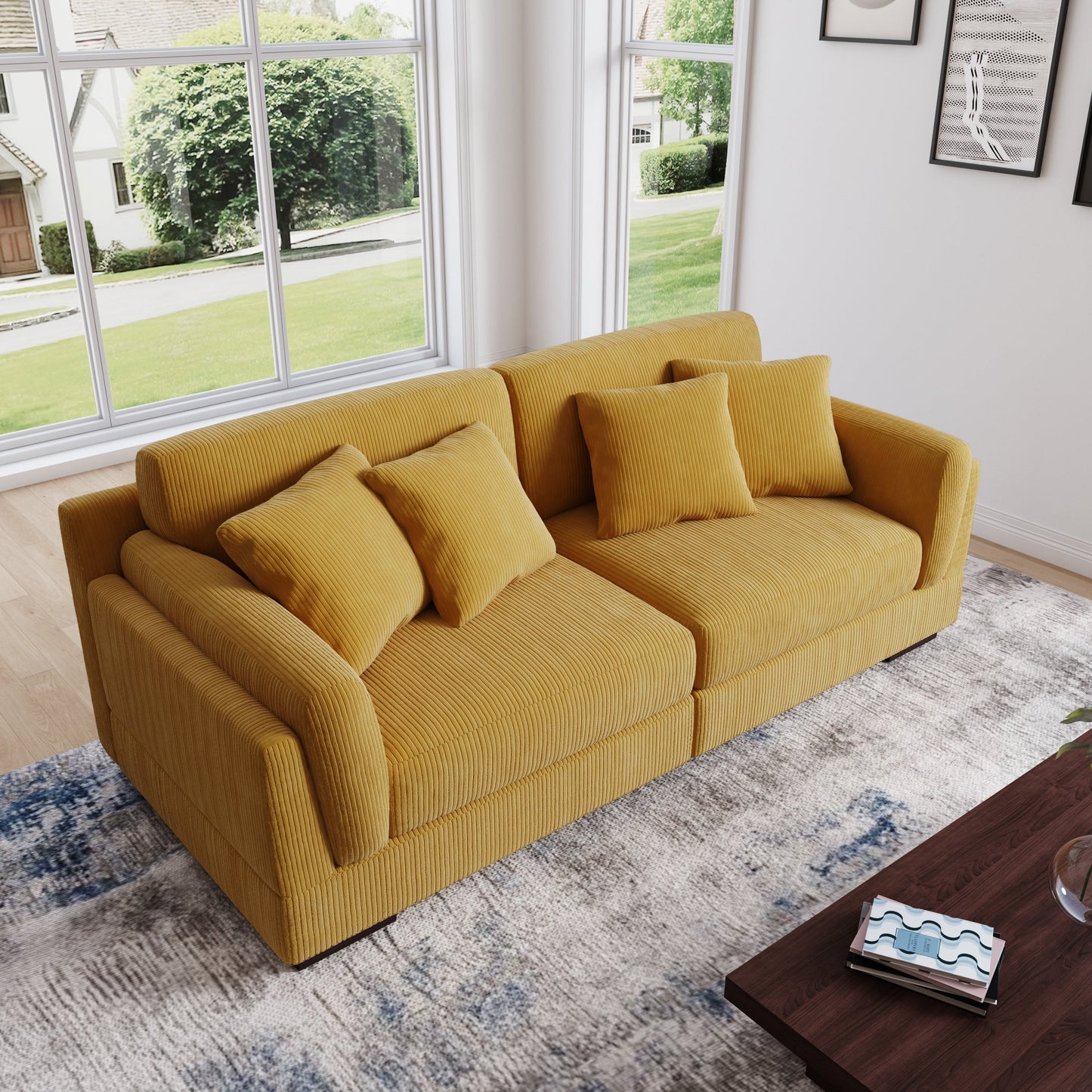 90 Loveseat Sofa Modern and Cozy Corduroy Couch