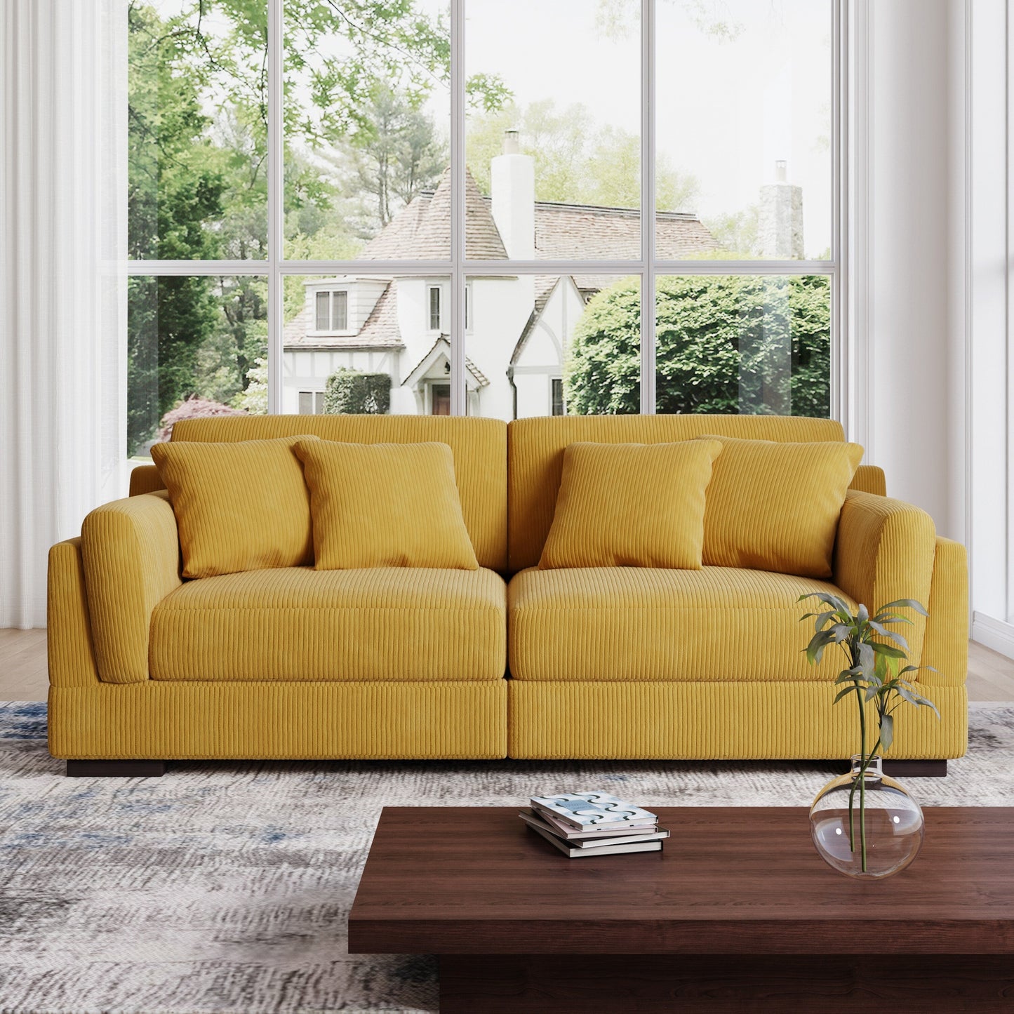 90 Loveseat Sofa Modern and Cozy Corduroy Couch