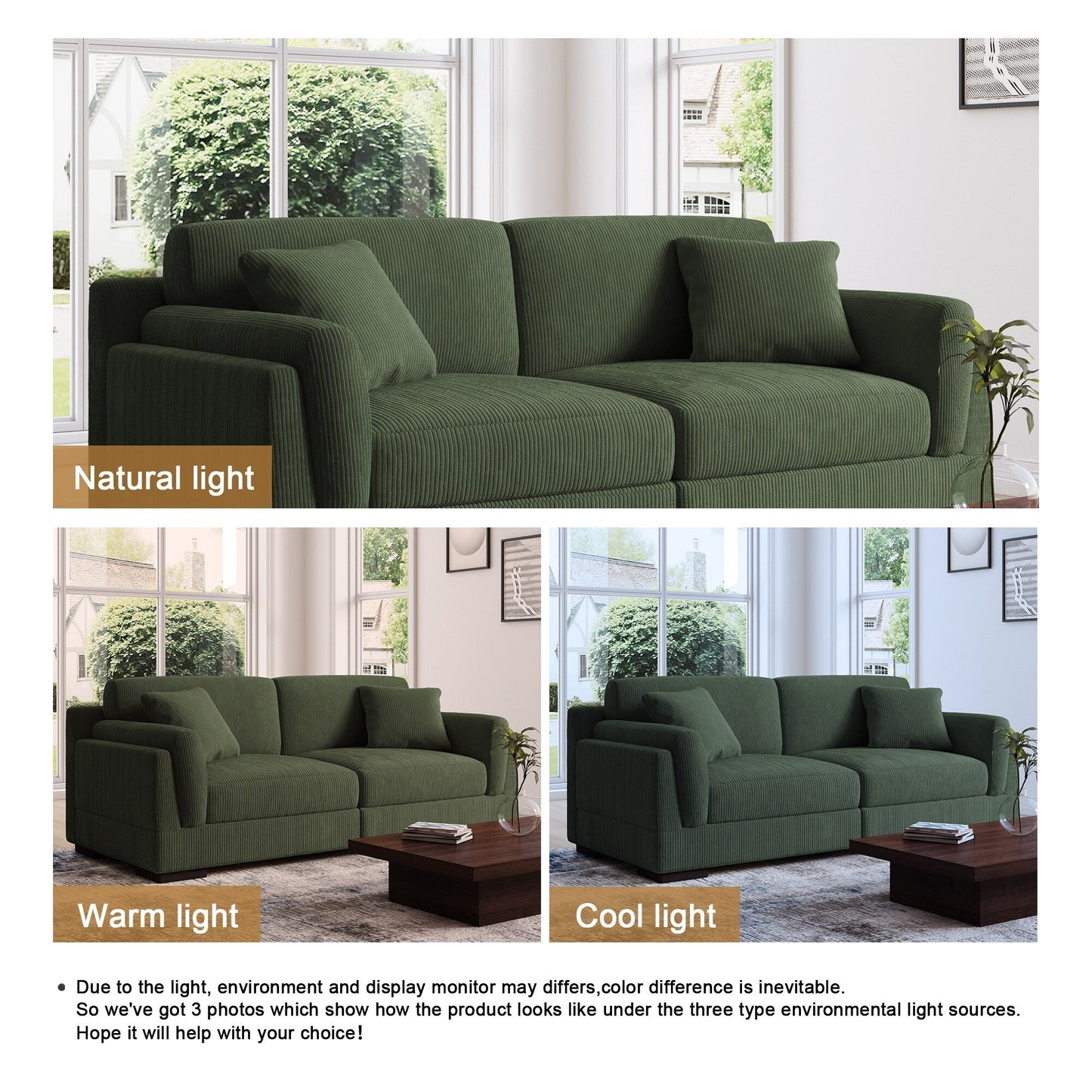 90 Loveseat Sofa Modern and Cozy Corduroy Couch