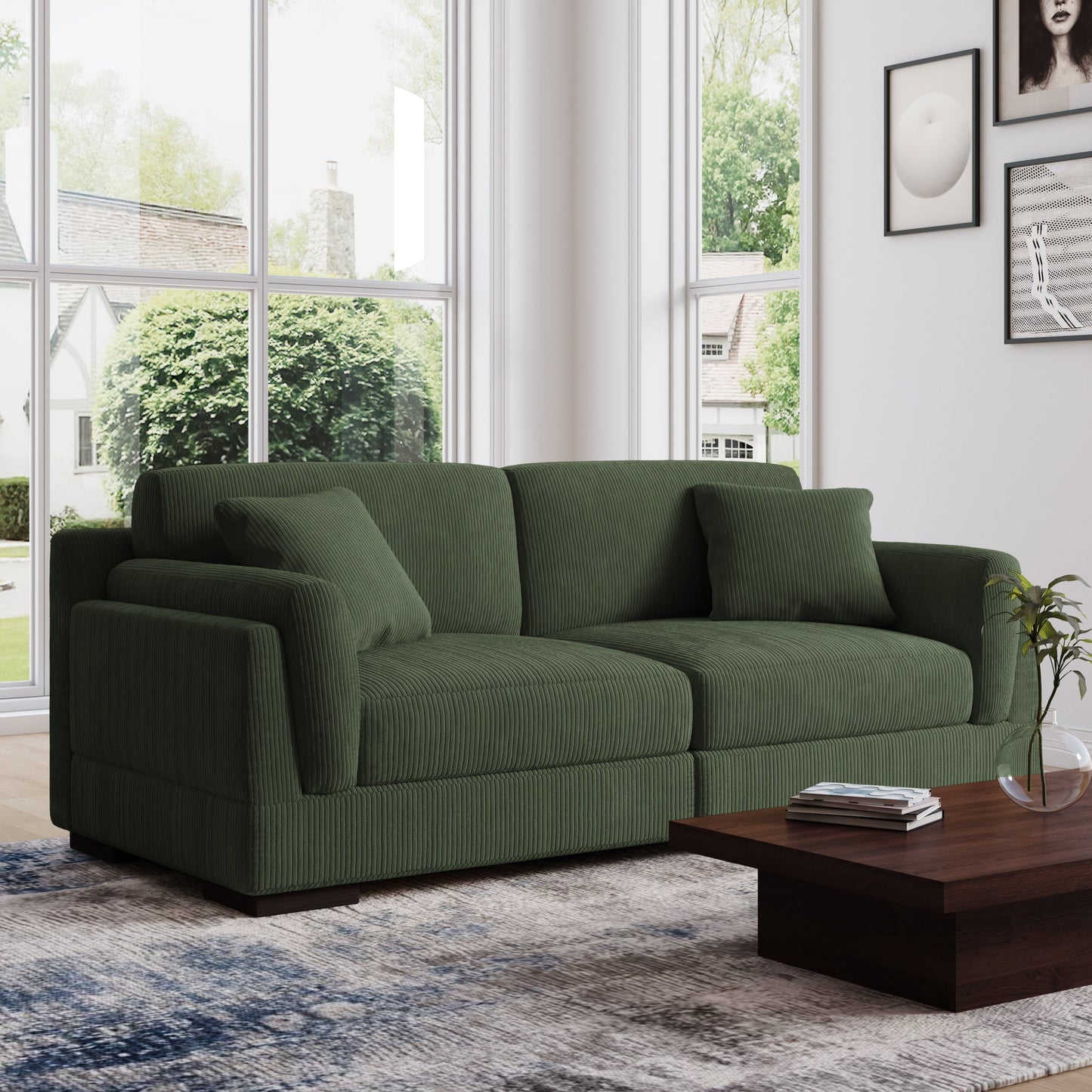 90 Loveseat Sofa Modern and Cozy Corduroy Couch