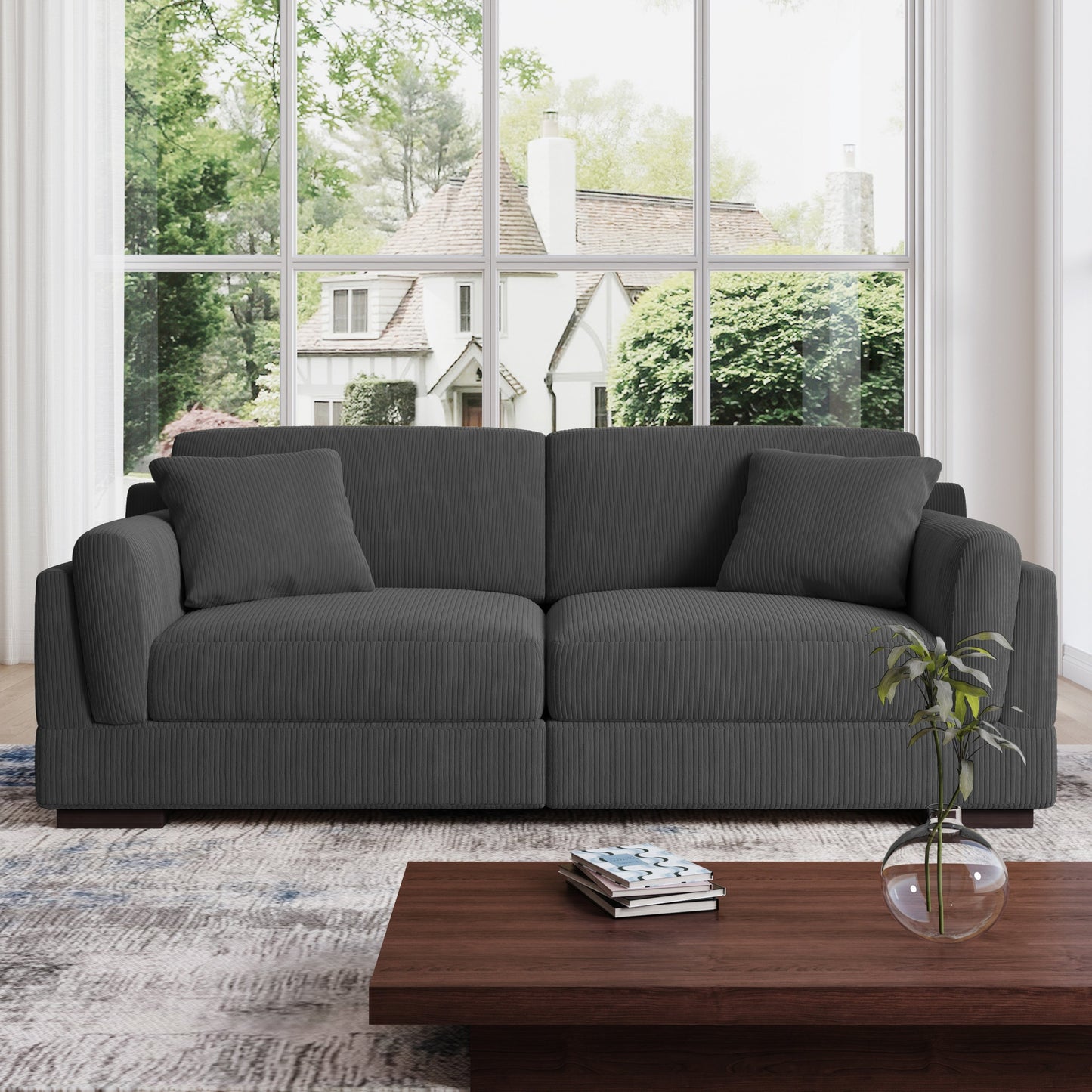90 Loveseat Sofa Modern and Cozy Corduroy Couch