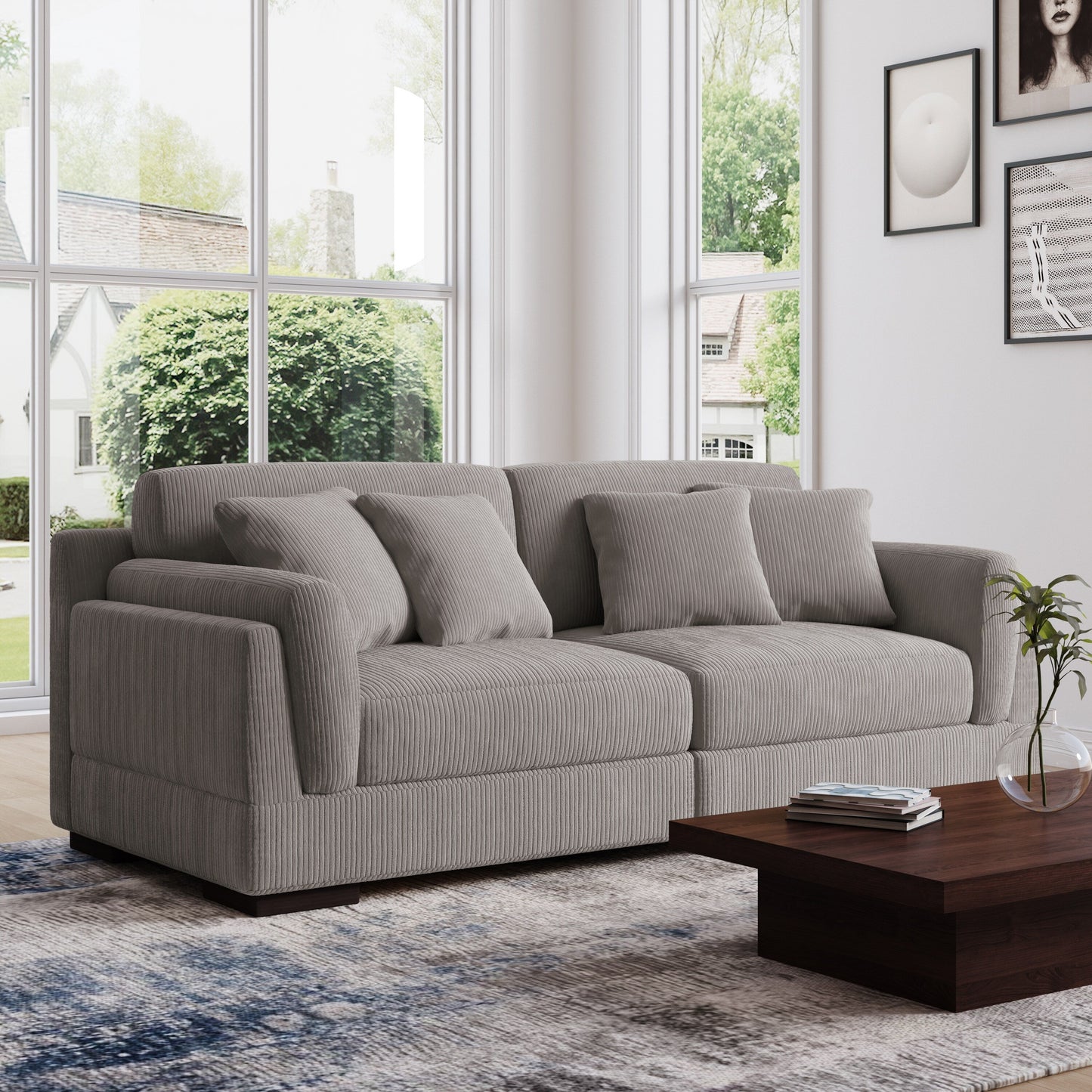 90 Loveseat Sofa Modern and Cozy Corduroy Couch