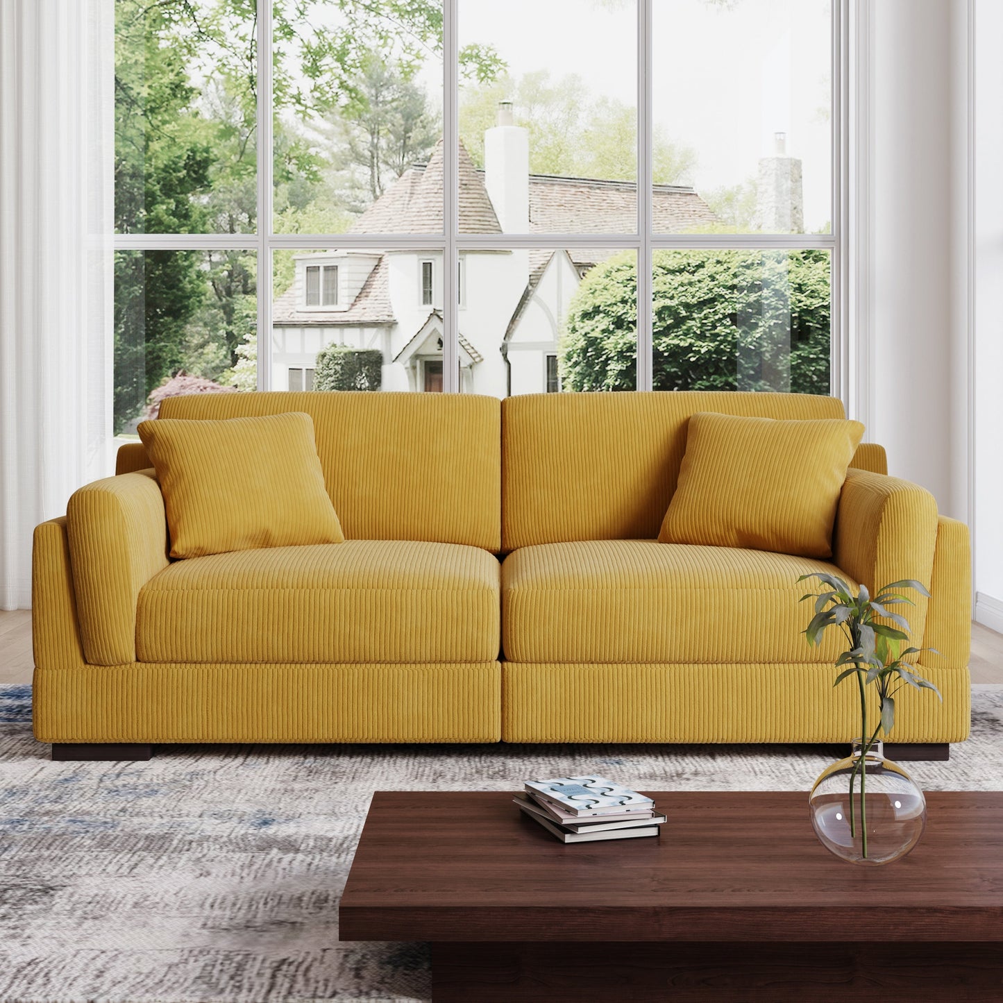 90 Loveseat Sofa Modern and Cozy Corduroy Couch