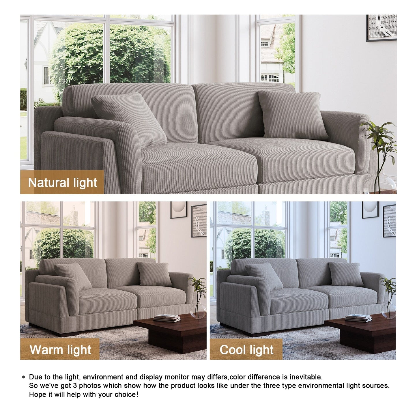 90 Loveseat Sofa Modern and Cozy Corduroy Couch