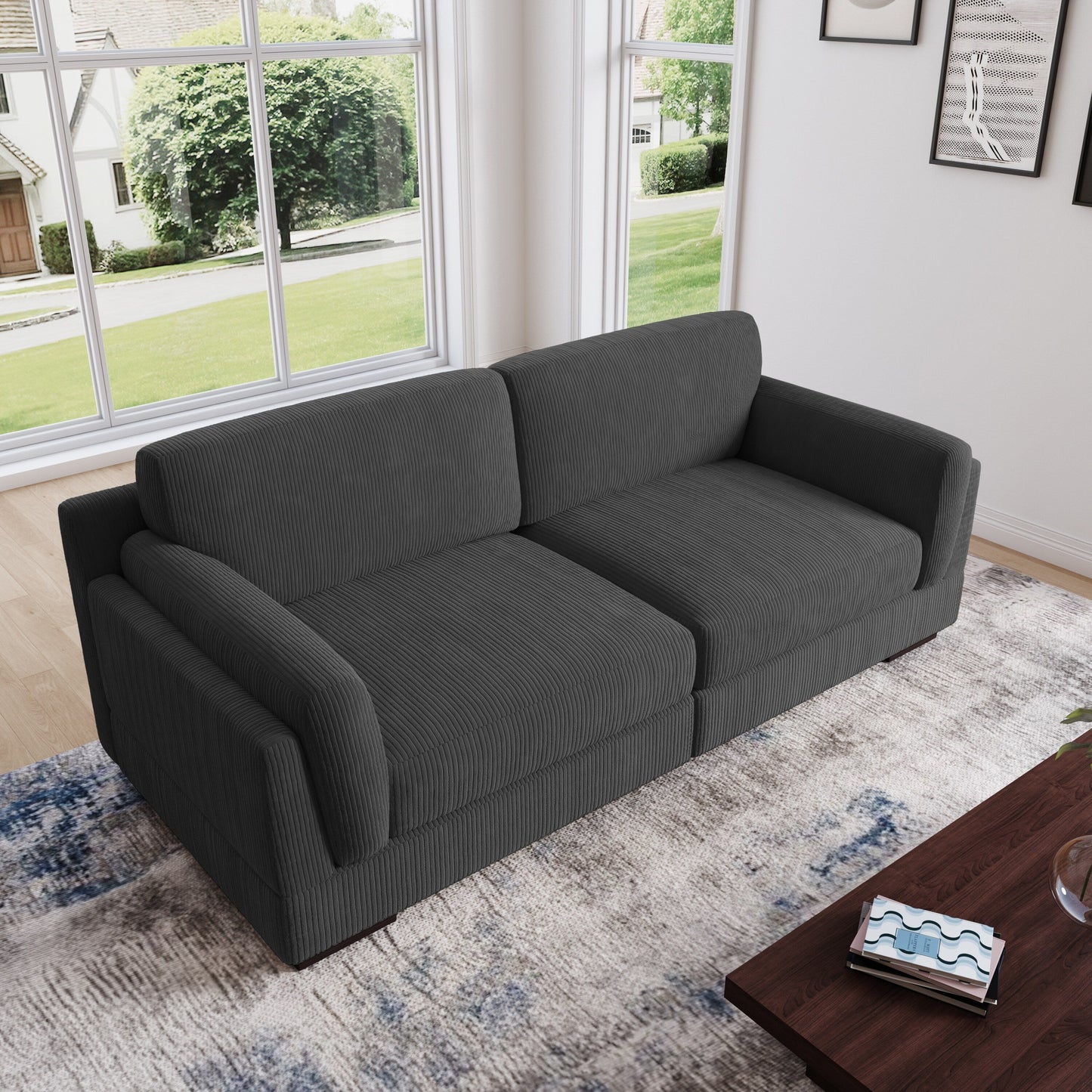 90 Loveseat Sofa Modern and Cozy Corduroy Couch