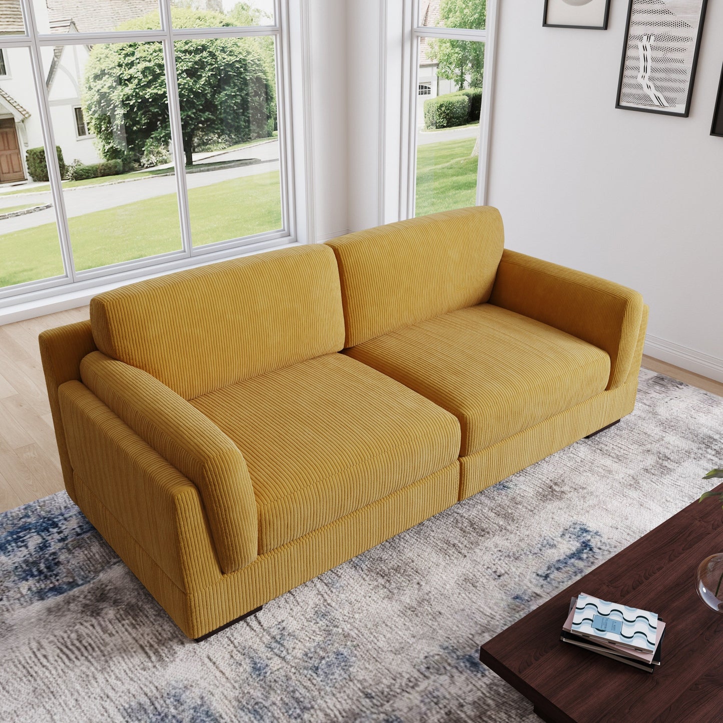 90 Loveseat Sofa Modern and Cozy Corduroy Couch