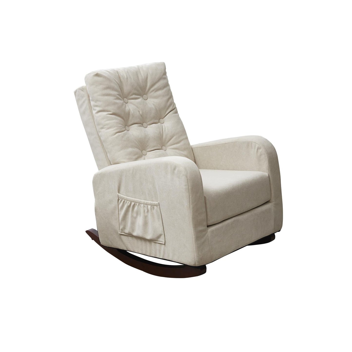 Adjustable Reclining Sofa Chair for Balcony and Tatami, High Back Design with Solid Wood Legs, Side Pockets