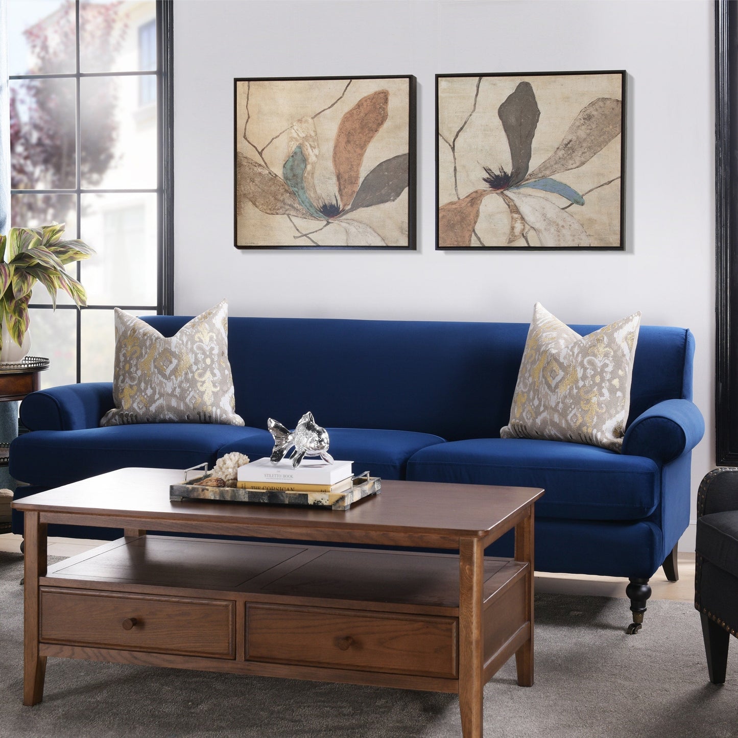 Alana Lawson 88 Inch Living Room Sofa â?Three Cushion Couch with Rolled Arms and Tight Back â?Minimal Assembly Required