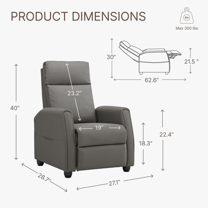 Andrea Recliner Chair with LED Lights, Heating Massage