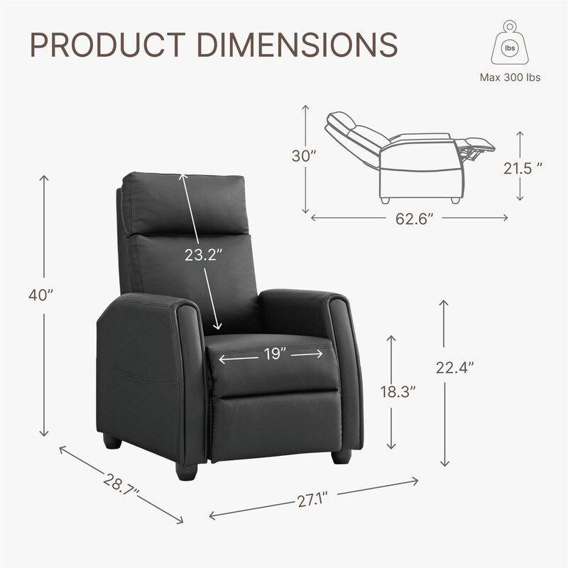 Andrea Recliner Chair with LED Lights, Heating Massage