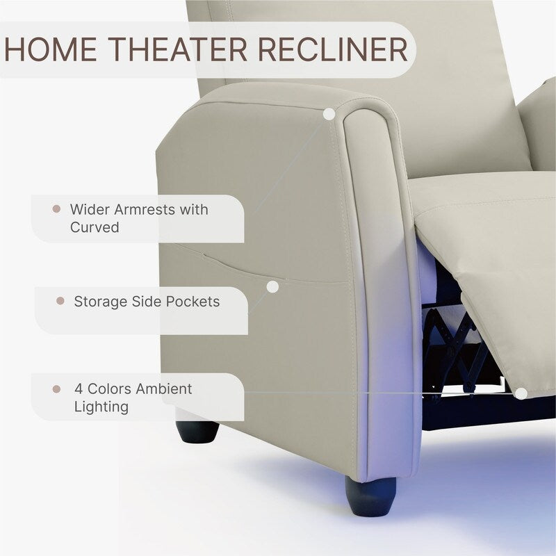 Andrea Recliner Chair with LED Lights, Heating Massage