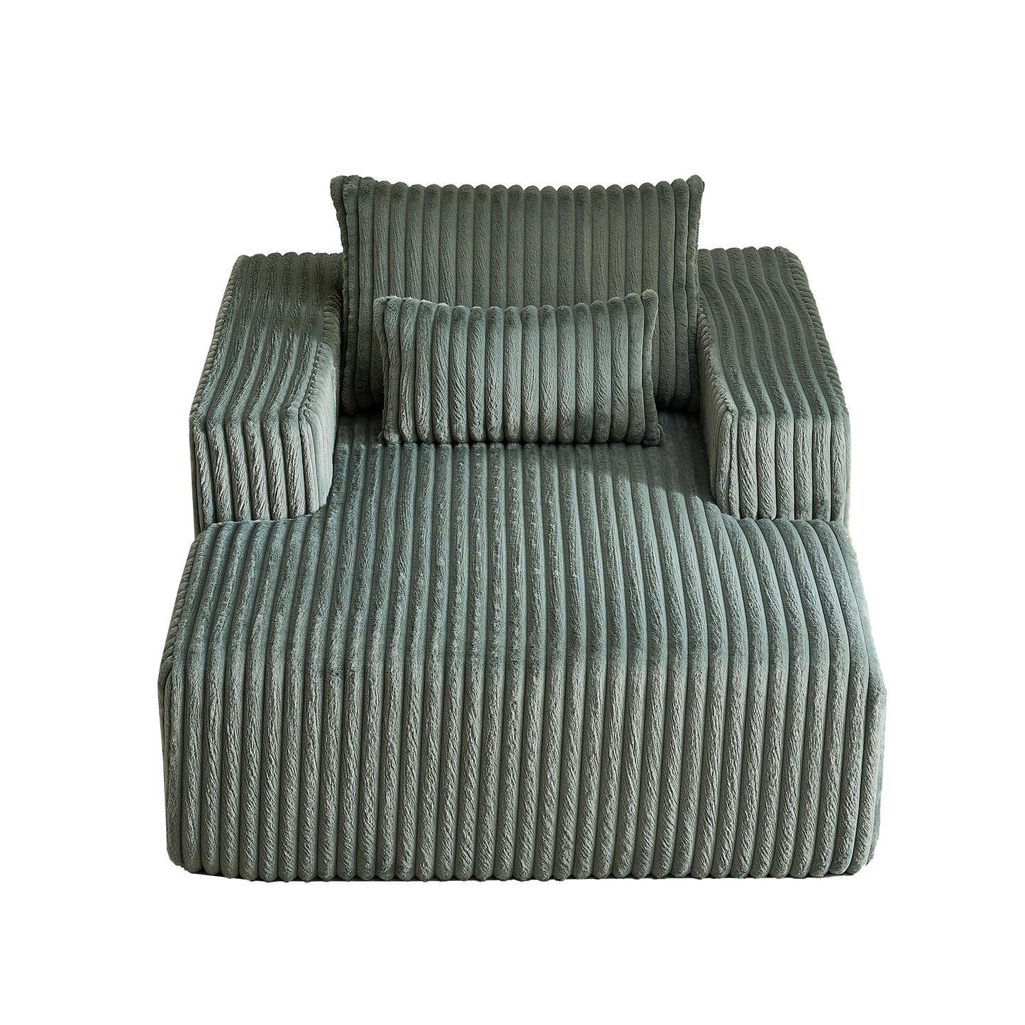 Army Green Modern 62.5 Corduroy Sponge Sofa Lounge Chair with 2 Pillows for Living Room
