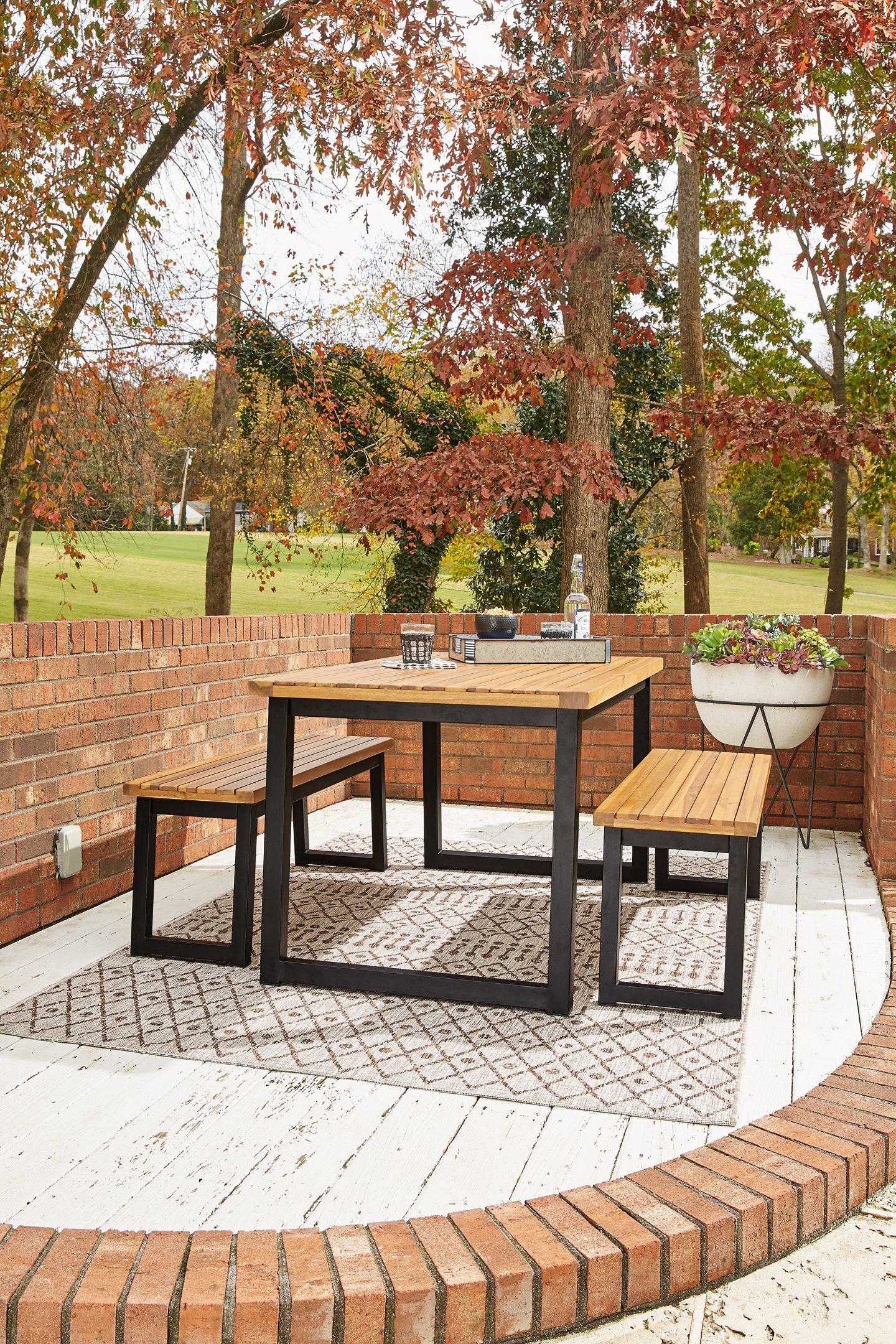 Town Wood Brown/Black Outdoor Dining Table Set (Set of 3)