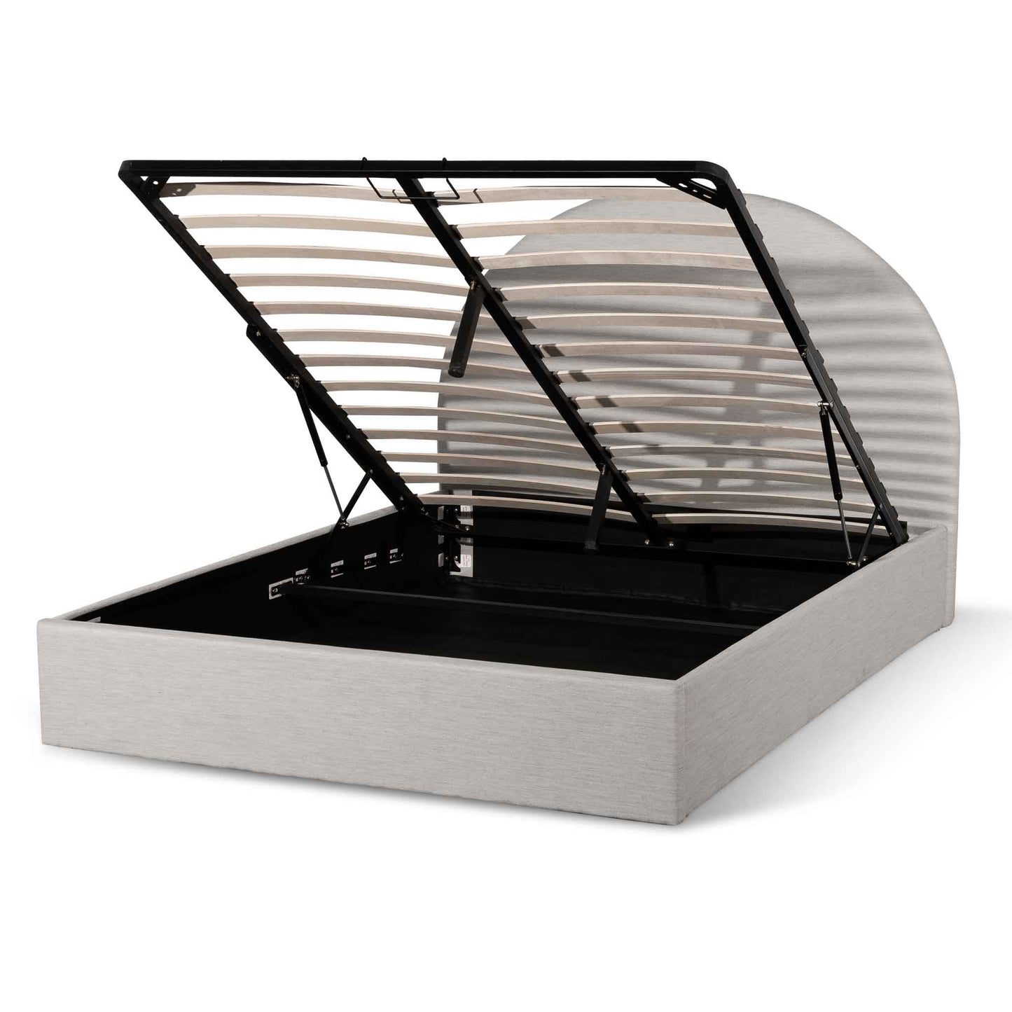 Antonia Fabric Queen Bed - Pearl Grey with Storage