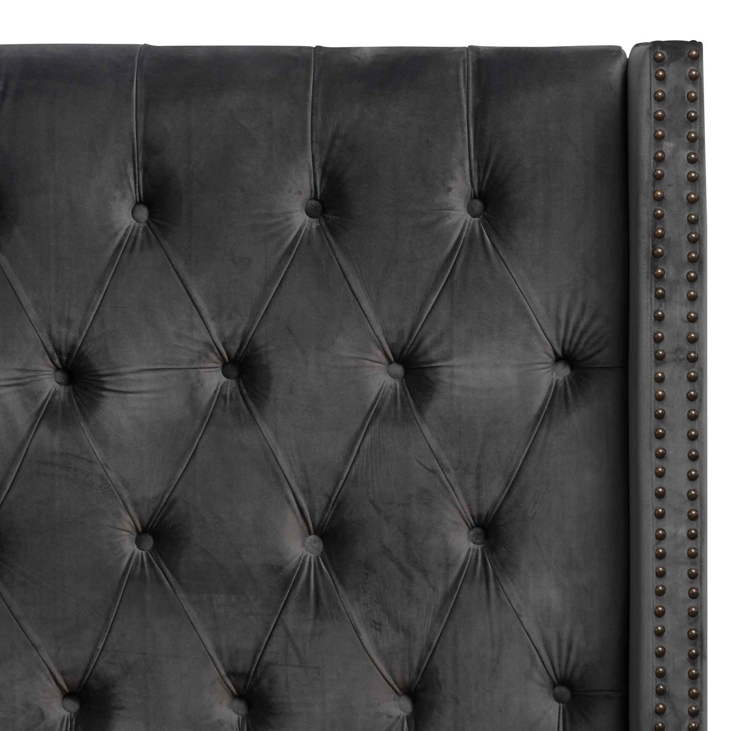 Carolina King Bed Frame - Charcoal Velvet